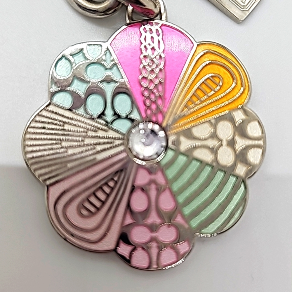 Coach Vtg NWOT 2 Flowers w/ rhinestone Key Chain/ Purse Charm - Picture 5 of 6